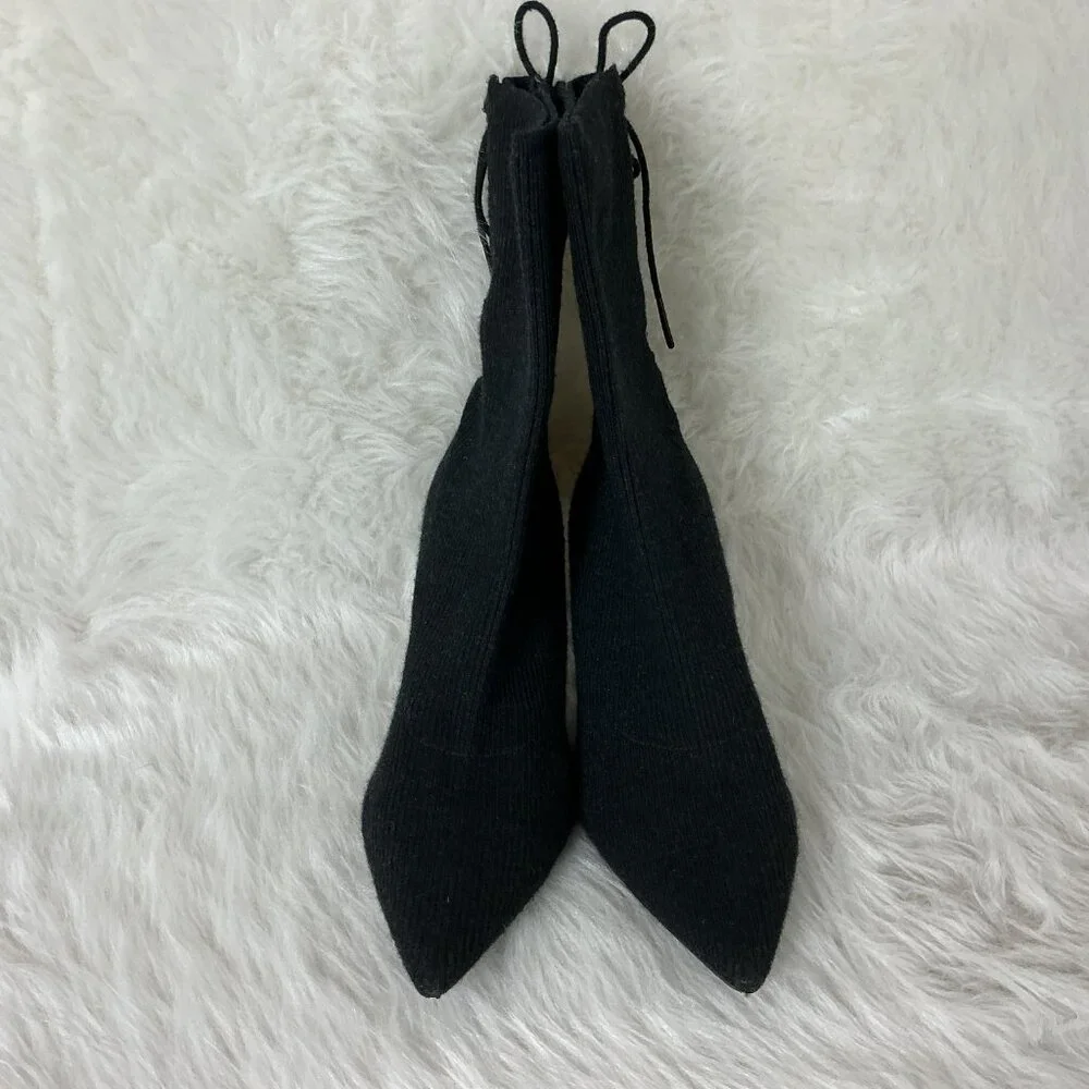 Vivaia Phoebe Kitten Heel Black Pointed Toe Lace Up Bootie Heels EU 42 US 10.5